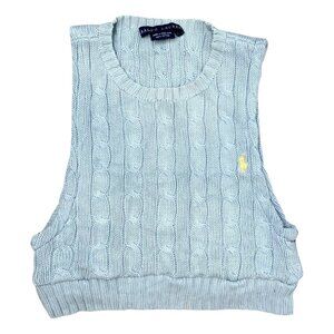 Reworked Reign Vintage Ralph Lauren Blue Cable Knit Sweater Vest